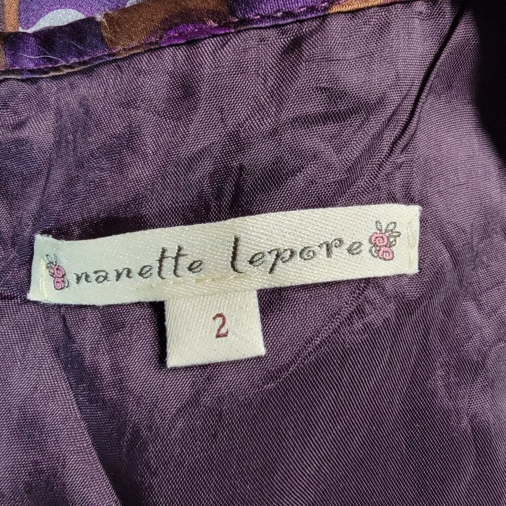 Nanette Lepore Purple Silk Multicolor Polka Dot Key Hole Abstract Style Shift - Picture 11 of 12